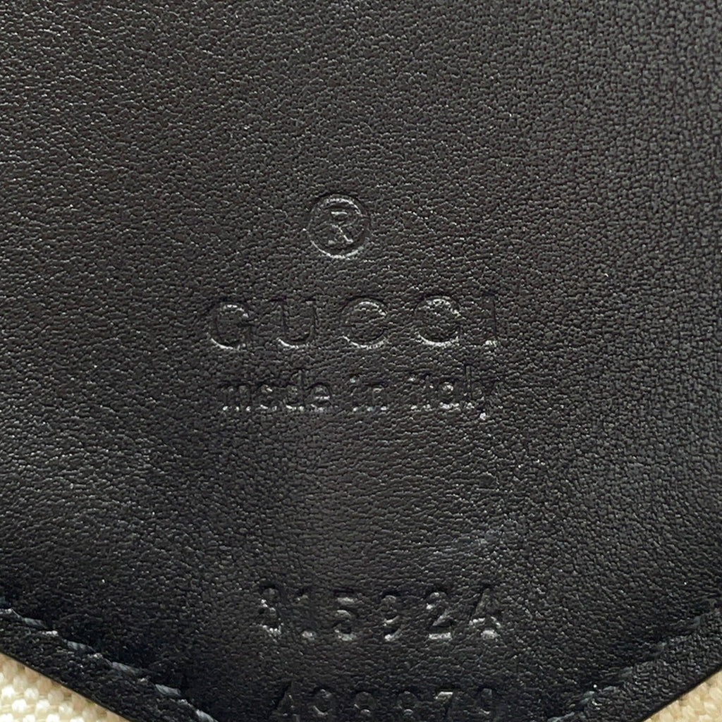 Gucci Beige Black Canvas Leather Handbag Shoulder Bag Tote Bag (Pre-Owned)