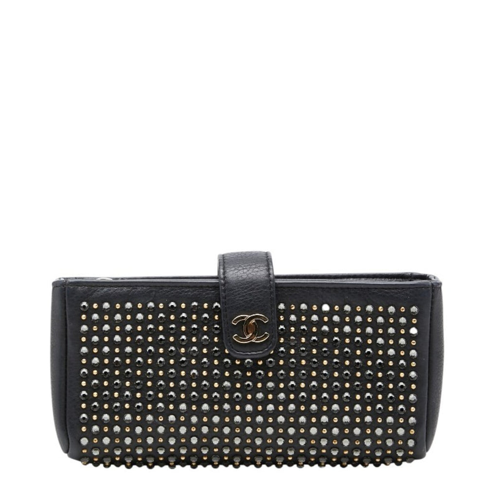 Chanel Black Leather Rhinestone Handbag