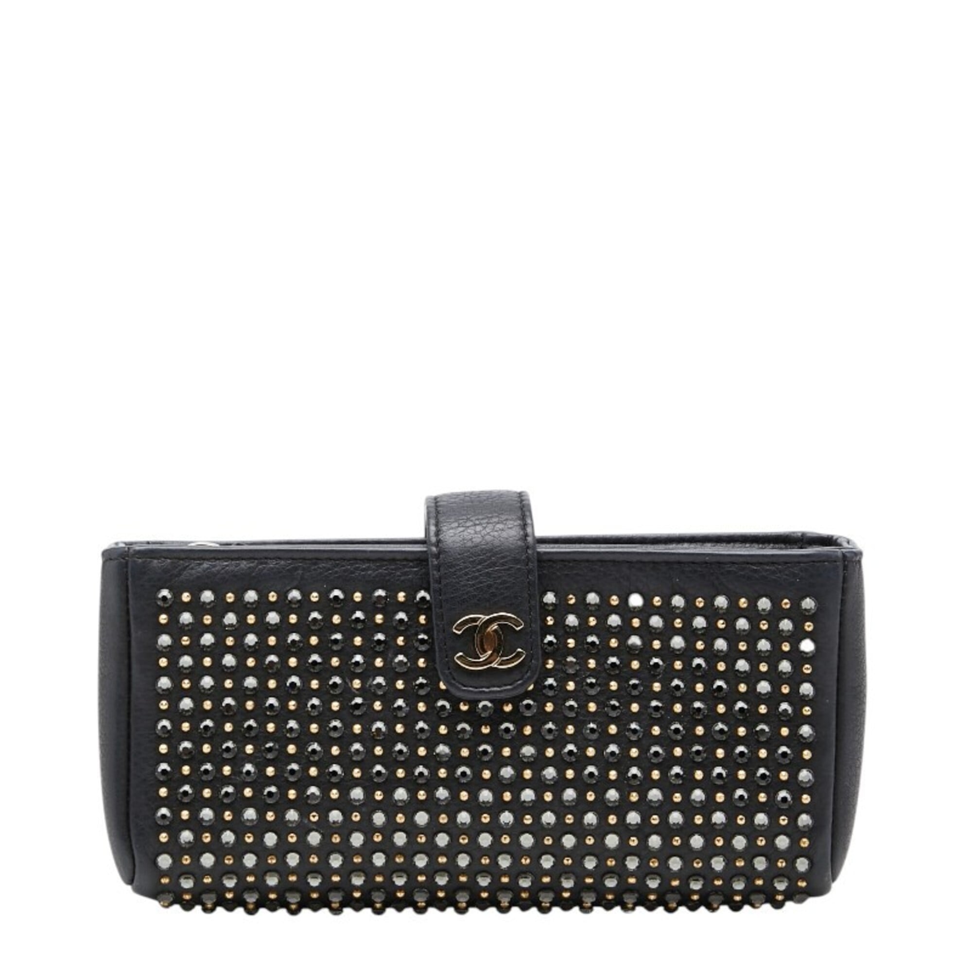 Chanel Black Leather Rhinestone Handbag