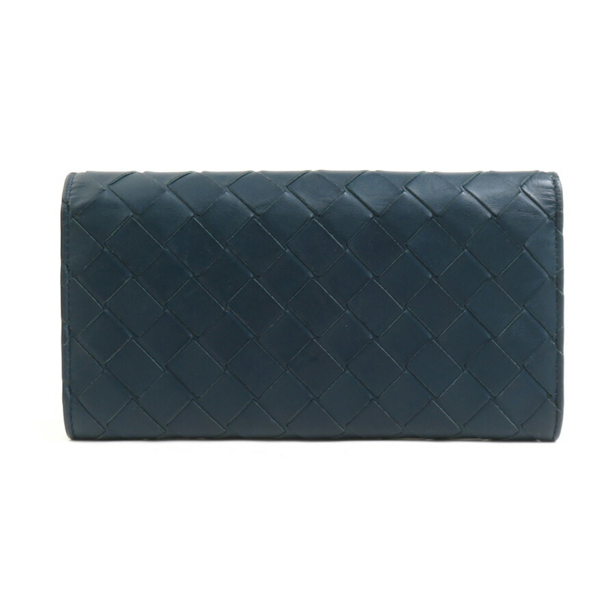 Bottega Veneta Blue Green Intrecciato Long Wallet (Bi-Fold)