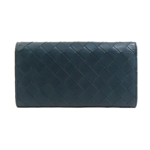 Bottega Veneta Blue Green Intrecciato Long Wallet (Bi-Fold)