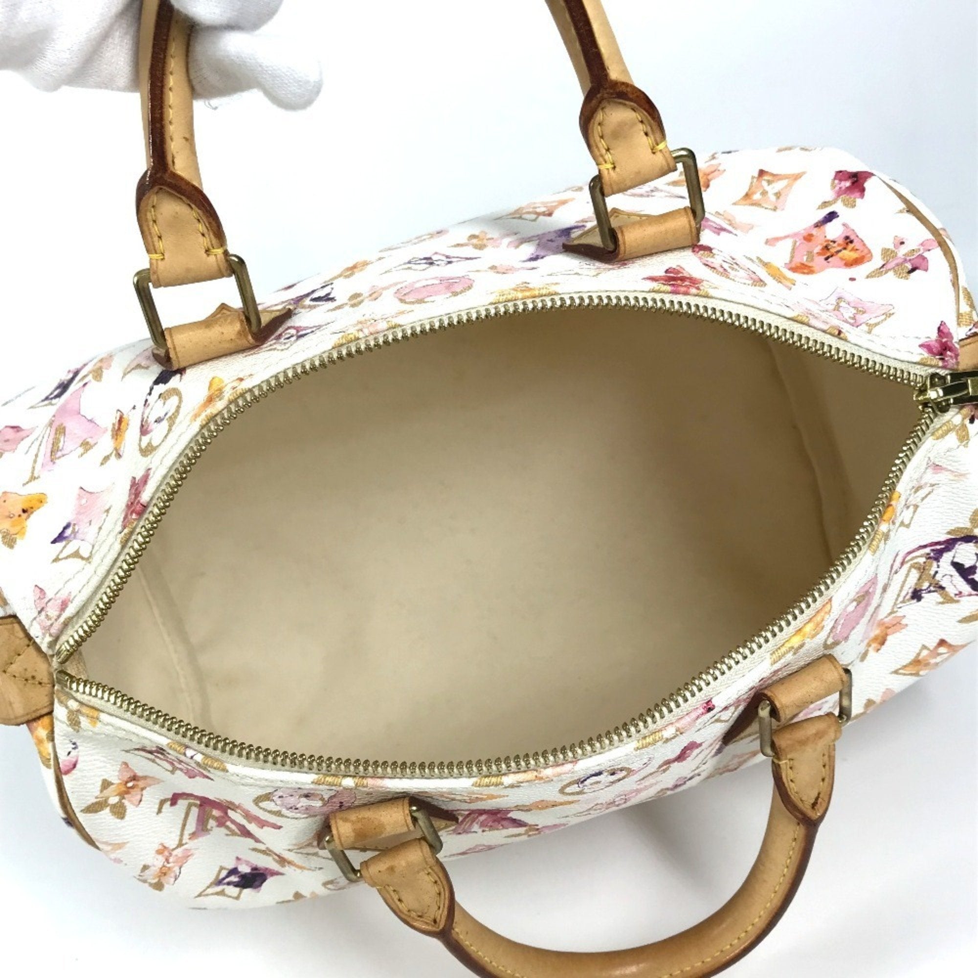 Louis Vuitton Monogram Watercolor Pink White Boston Bag Handbag
