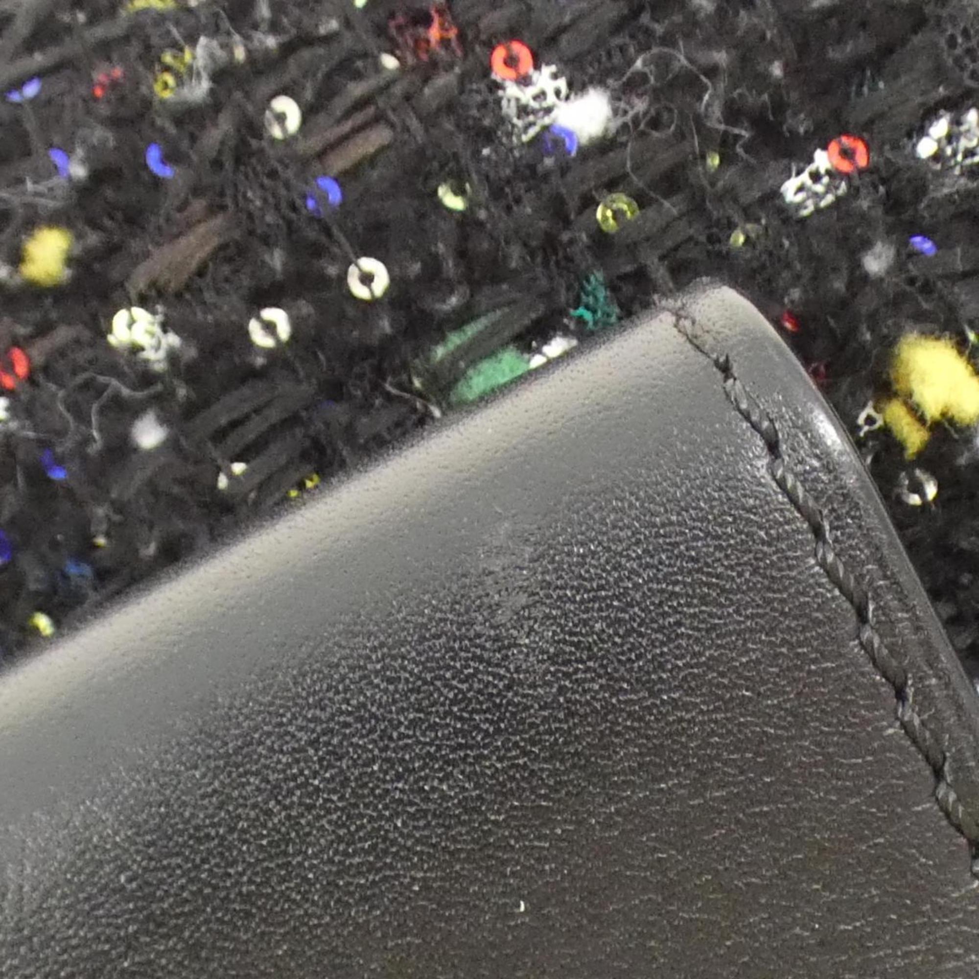 Louis Vuitton Black Tweed Spangles Leather Shoulder Bag