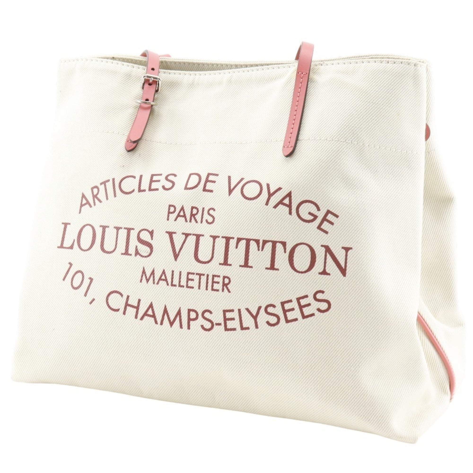 Louis Vuitton Corail Ivory Pink White Canvas Tote Bag