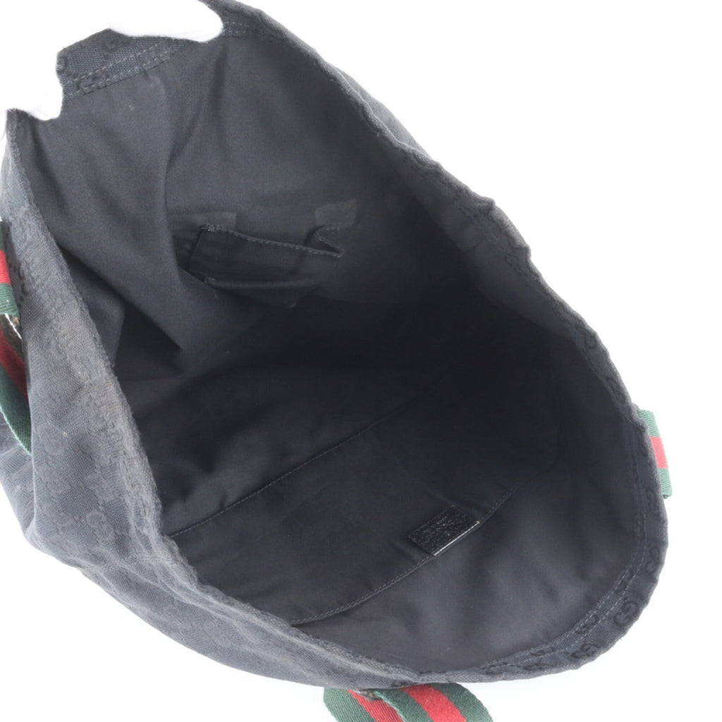 Gucci Black Leather Canvas Shoulder Bag Tote Bag (Pre-Owned)