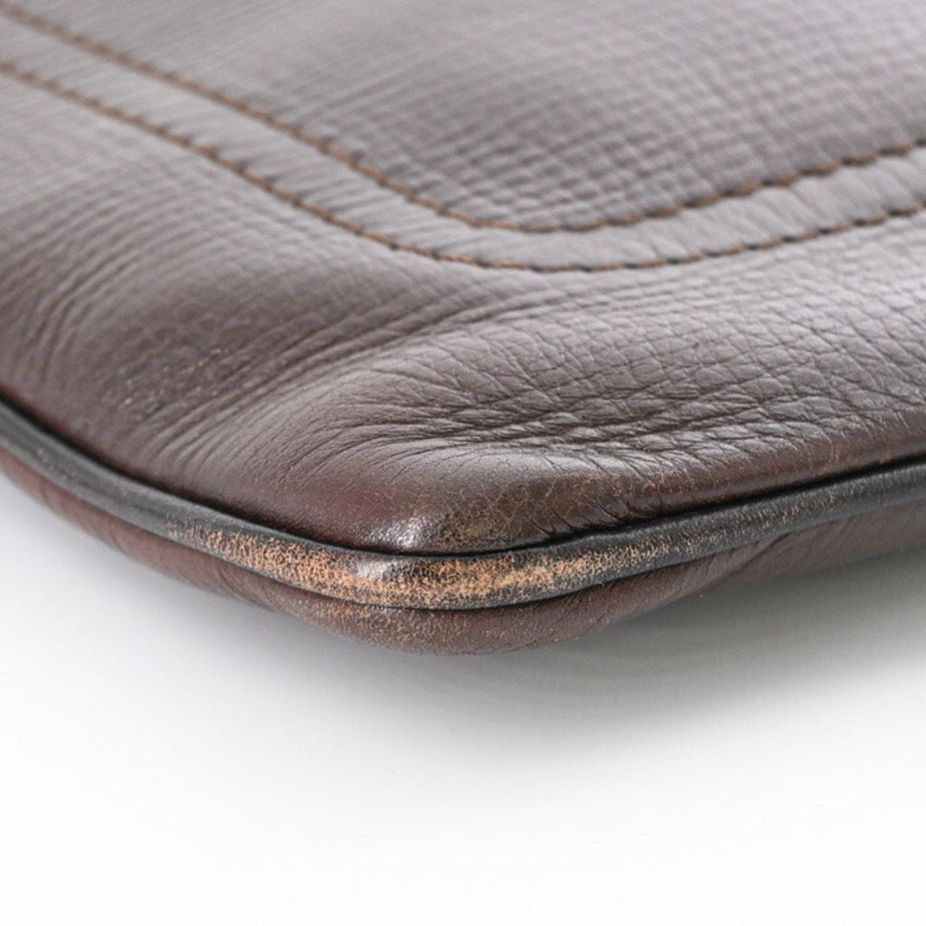 Louis Vuitton Dark Brown Leather Pochette Shoulder Bag