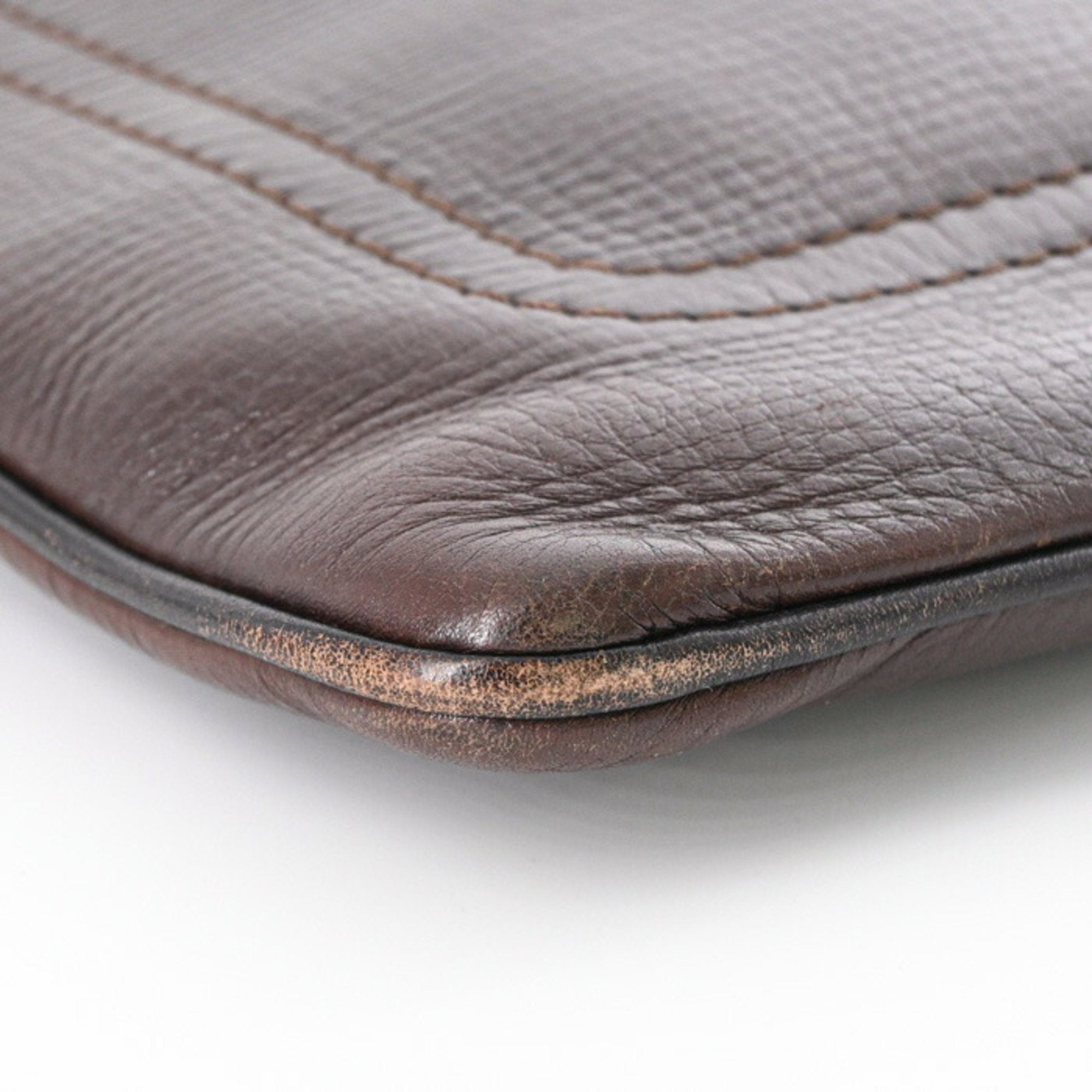 Louis Vuitton Dark Brown Leather Pochette Shoulder Bag