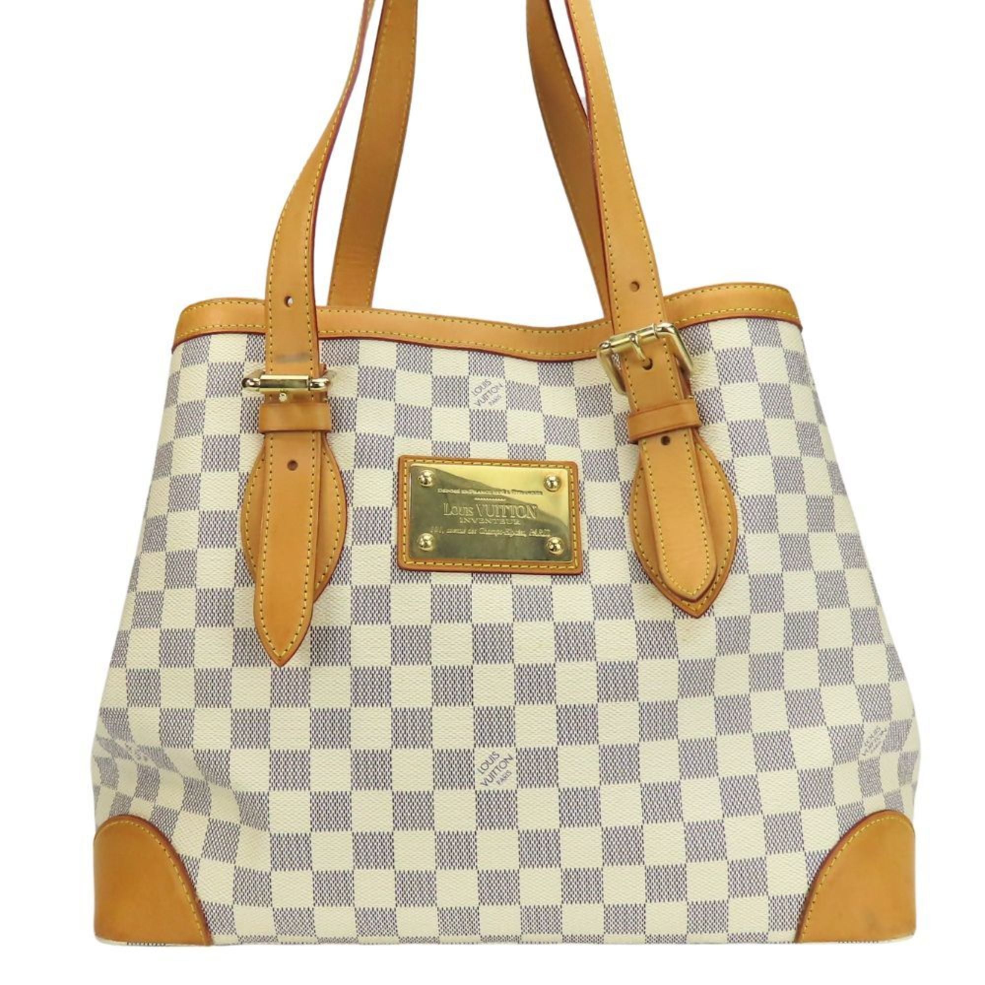 Louis Vuitton White Damier Azur Leather Tote Bag