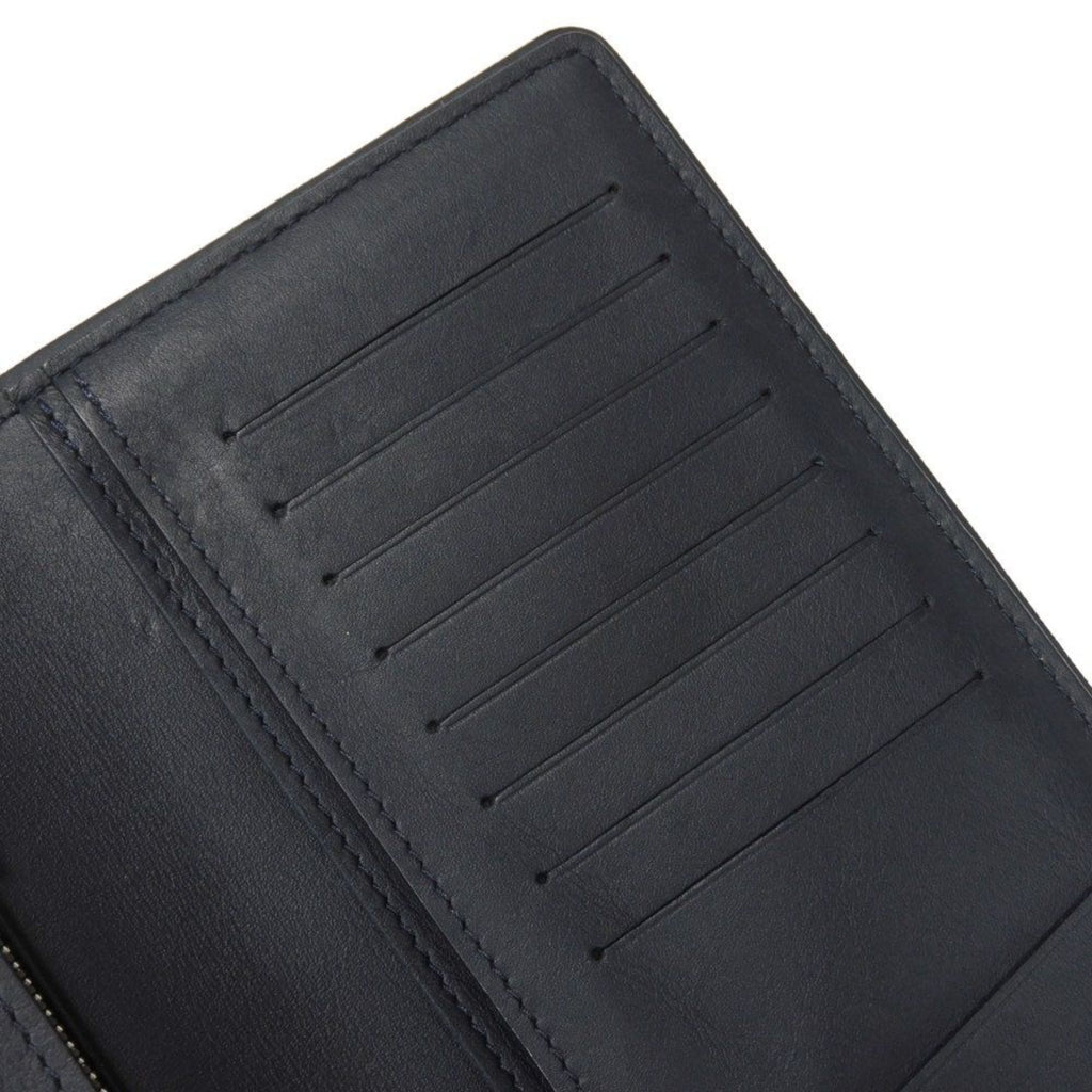 Louis Vuitton Navy Blue White Canvas Leather Long Wallet