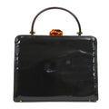 Bottega Veneta Black Brown Patent Leather Plastic Handbag