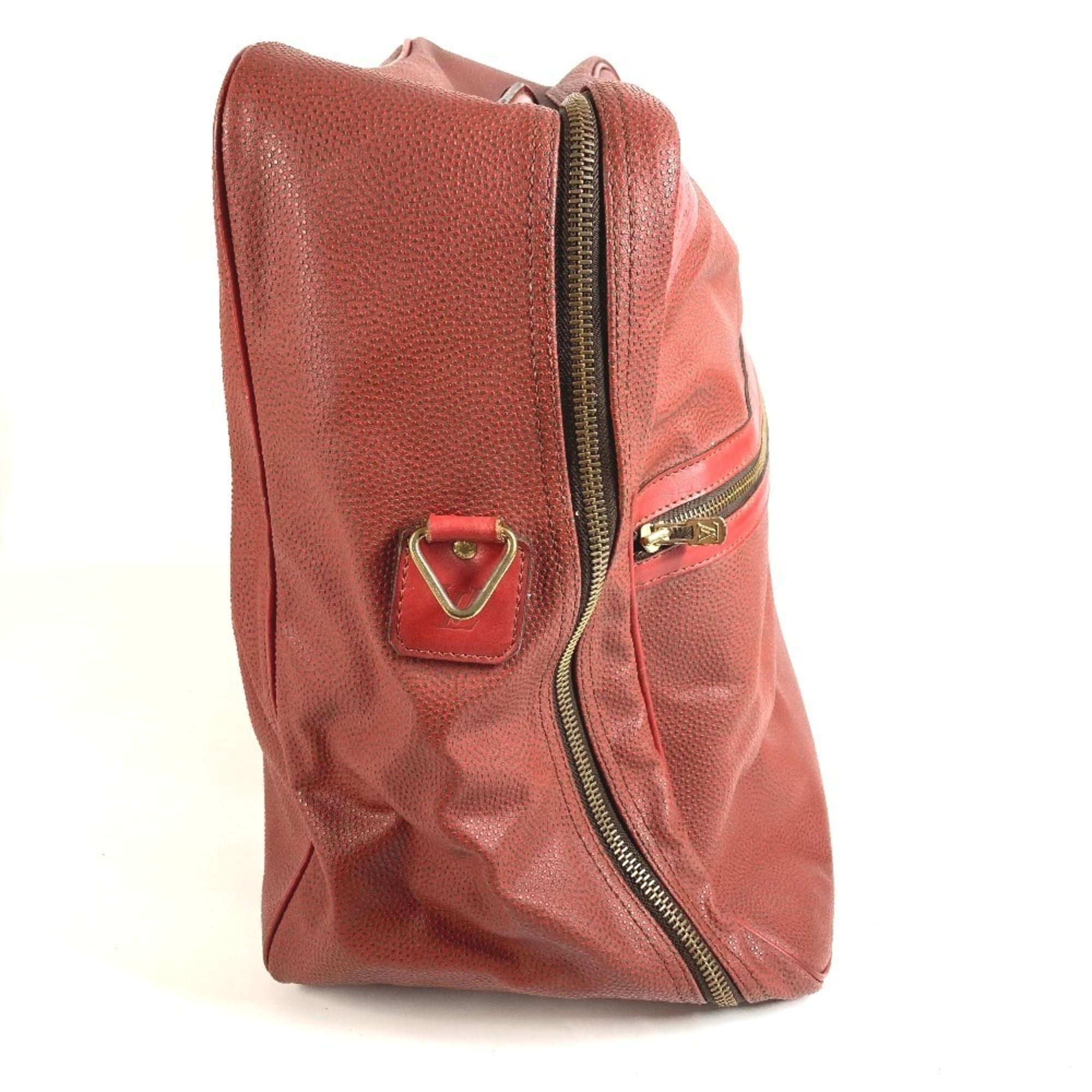 Louis Vuitton Red Color Leather Boston Bag Handbag Shoulder Bag