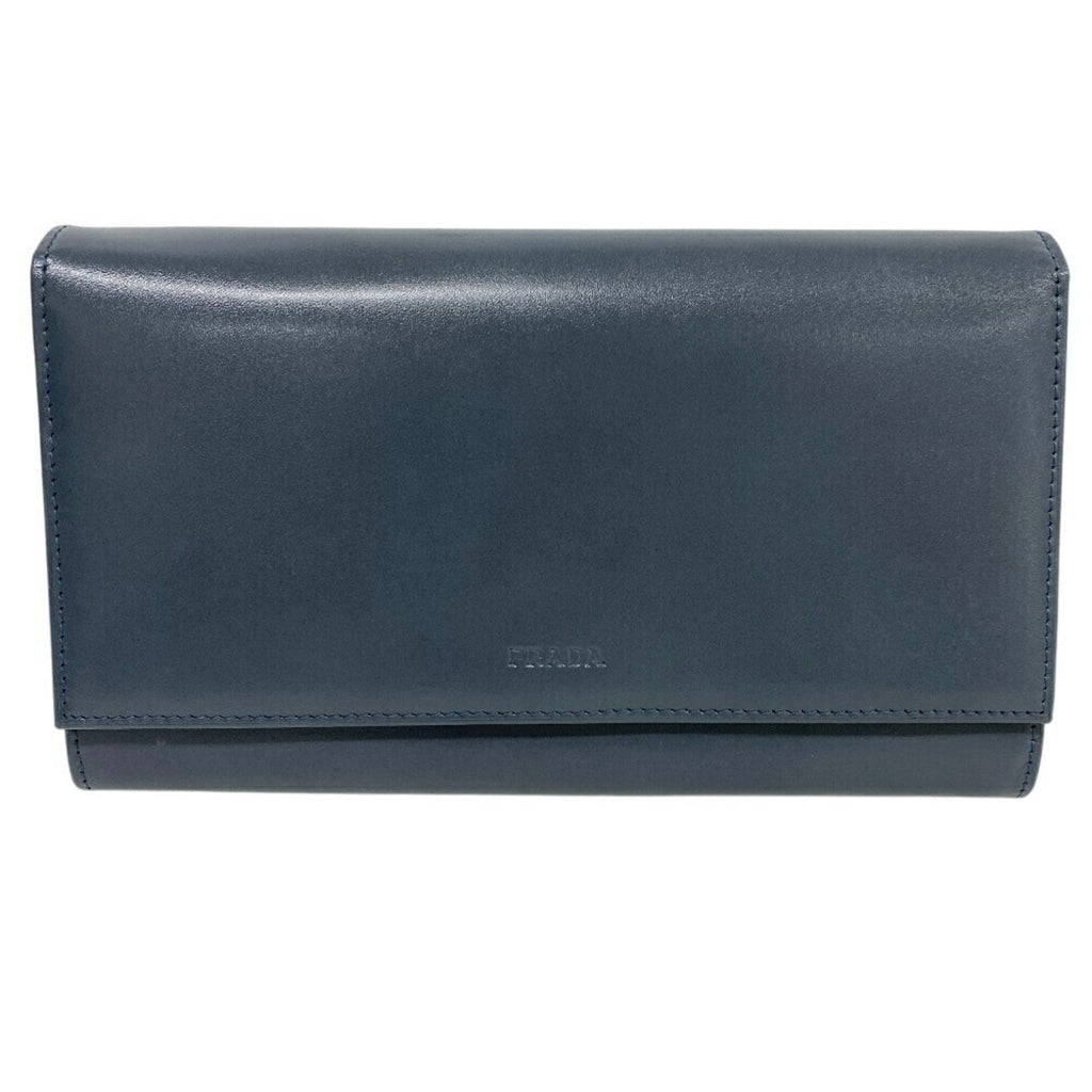 Prada Blue Leather Wallet (Bi-Fold)