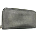 Chanel Gray Leather Long Wallet (Bi-Fold)
