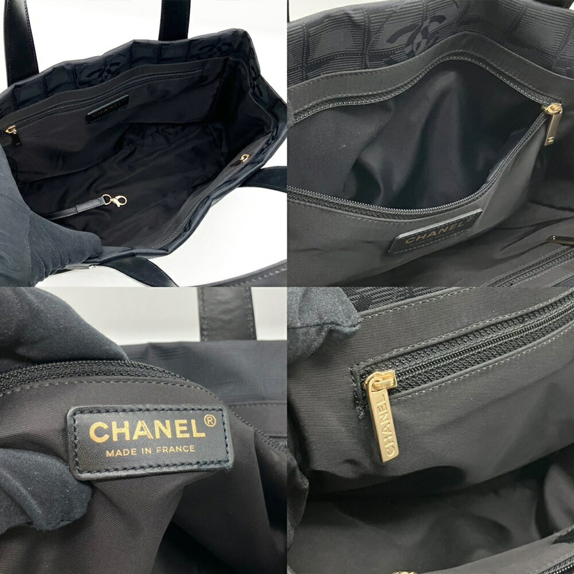 Chanel New Travel Line Black Nylon Leather Handbag Shoulder Bag