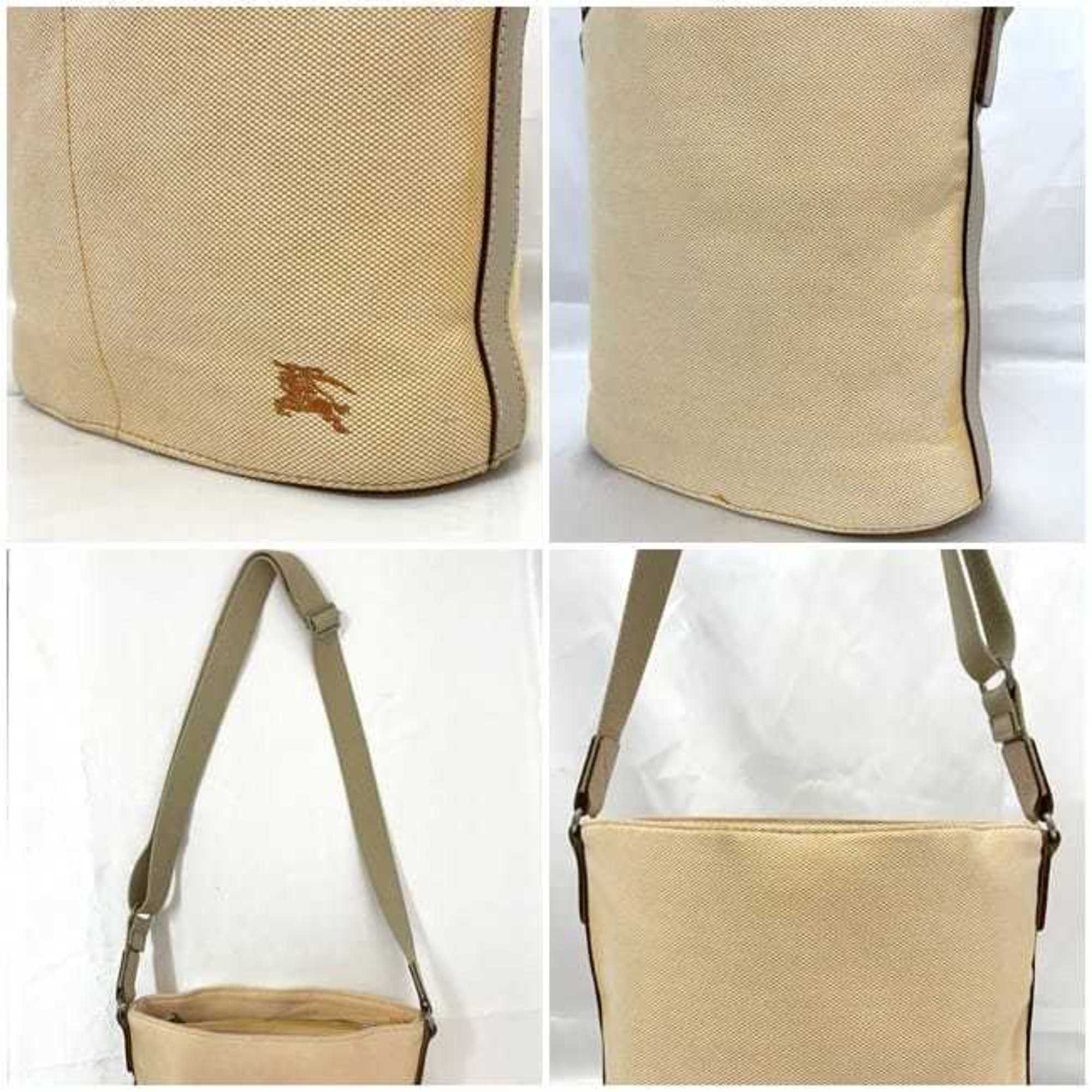 Burberry Beige Orange Canvas Shoulder Bag