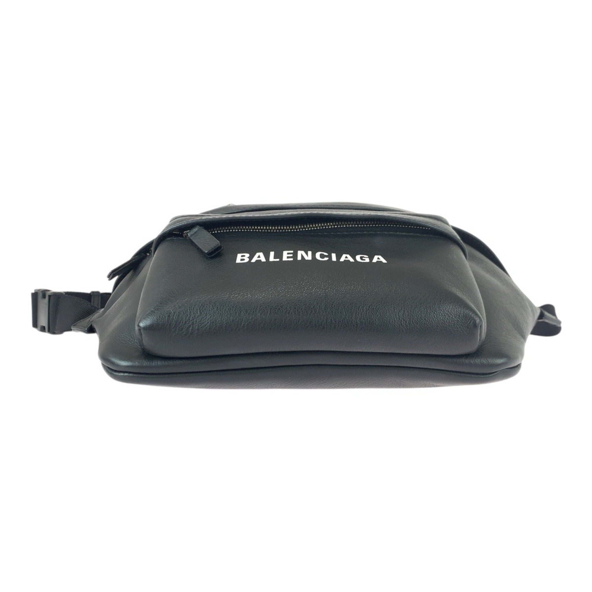 Balenciaga Black White Leather Fanny Pack Sling