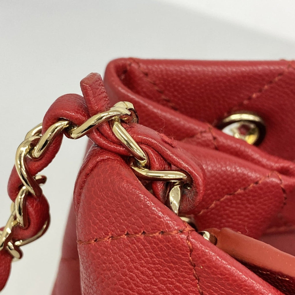 Chanel Red Color Grained Calfskin Handbag