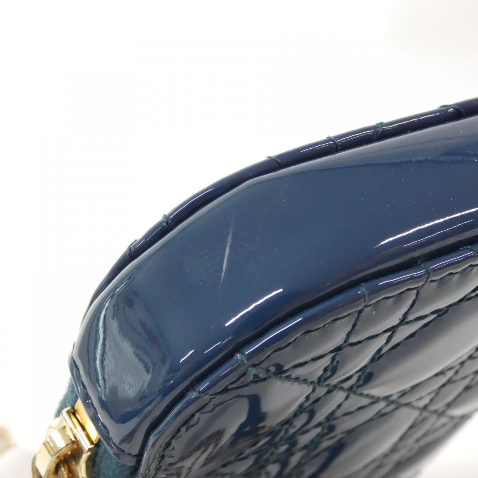 Christian Dior Blue Leather Handbag Pouch Shoulder Bag (Pre-Owned)