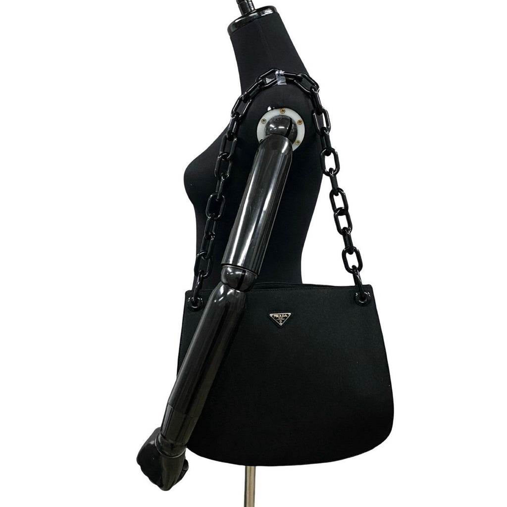 Prada Black Canvas Plastic Shoulder Bag