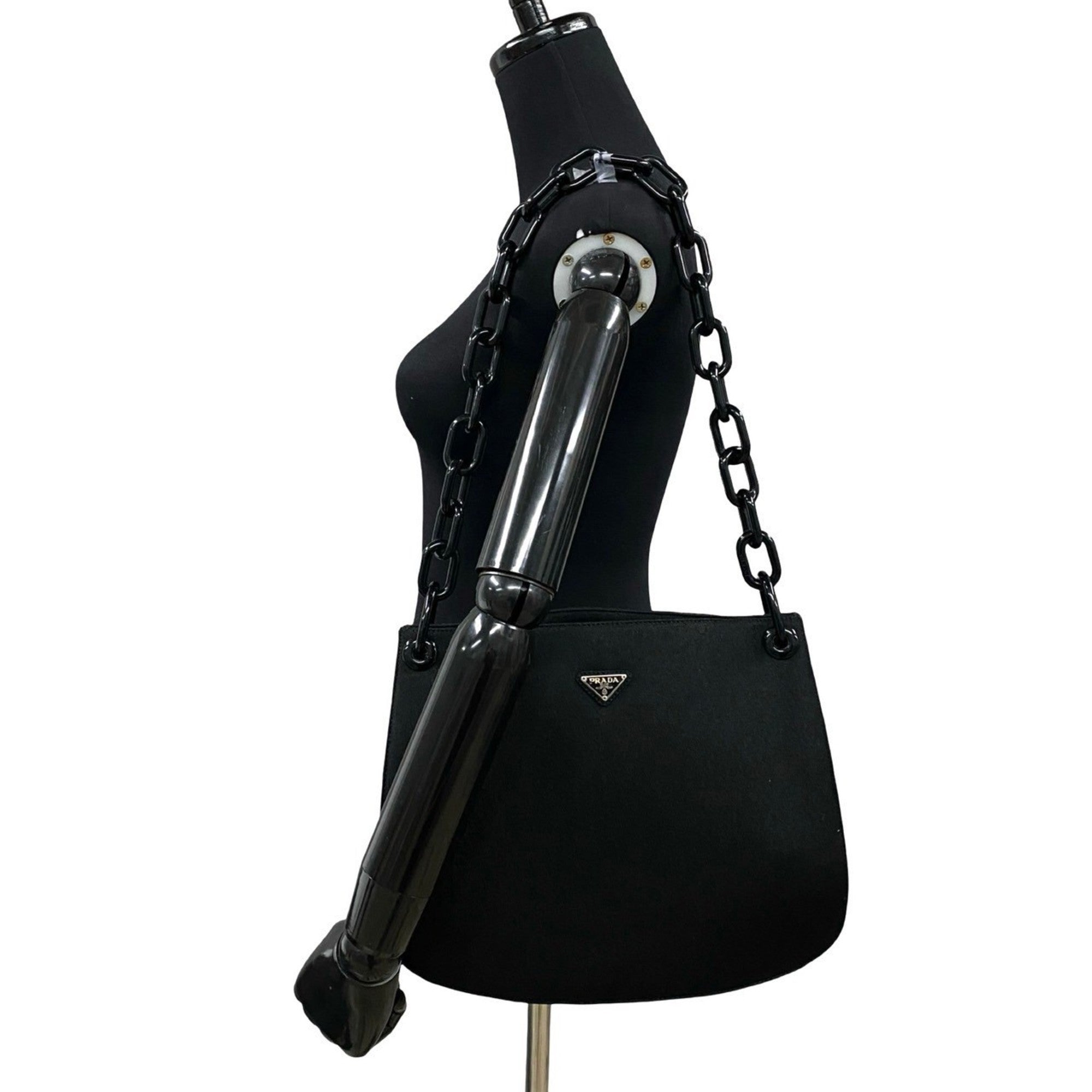 Prada Black Canvas Plastic Shoulder Bag