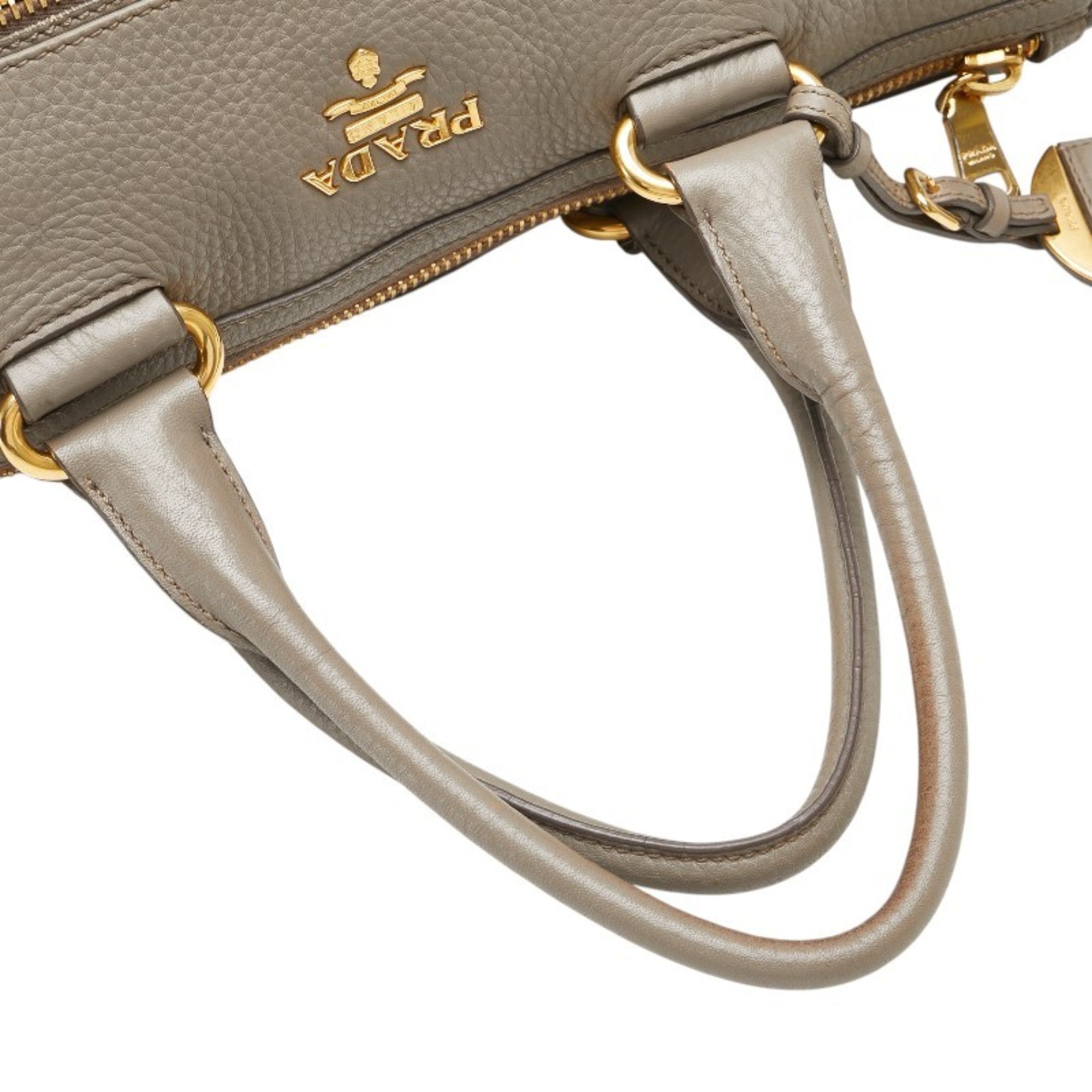 Prada Gray Leather Handbag Shoulder Bag