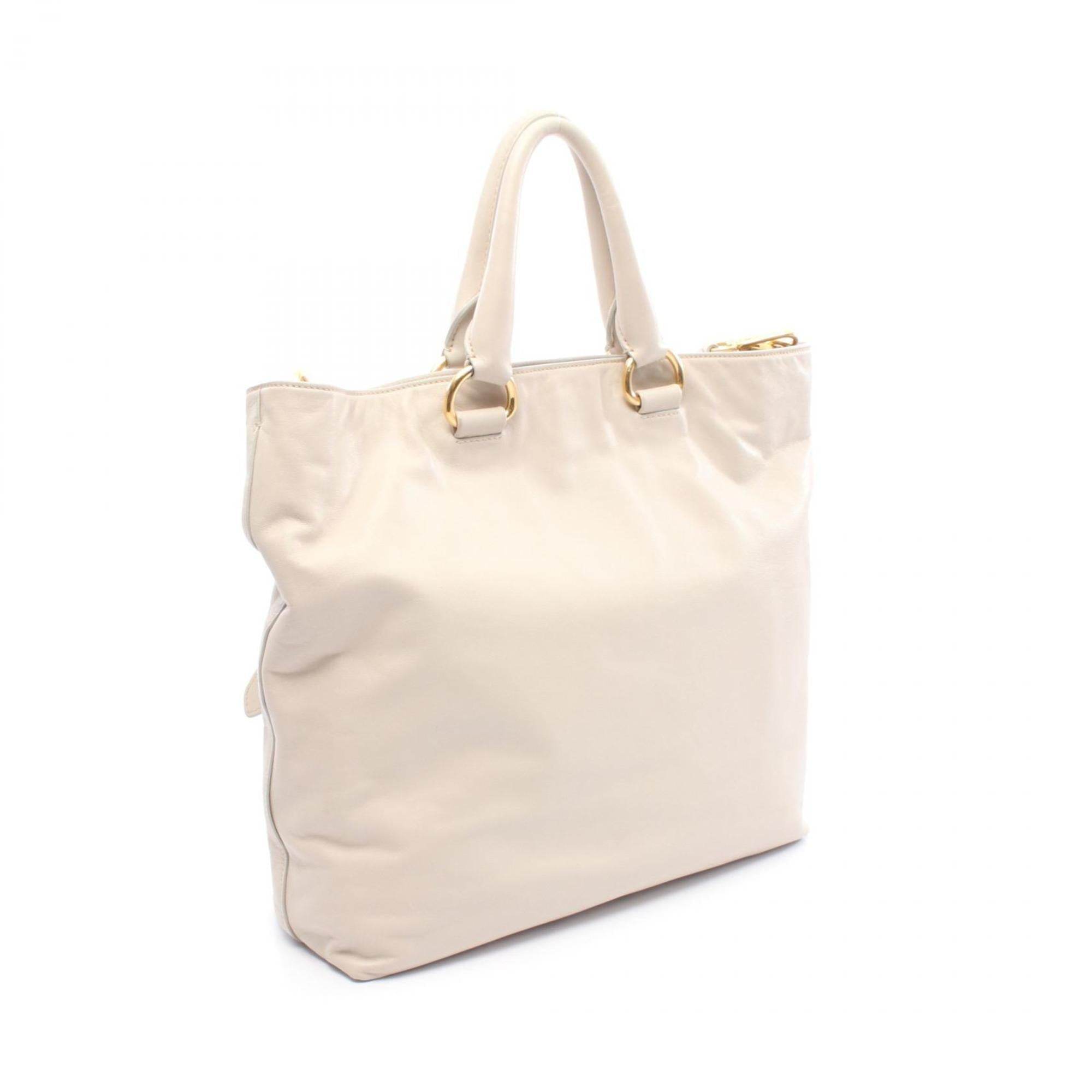 Prada Ivory Leather Tote Bag