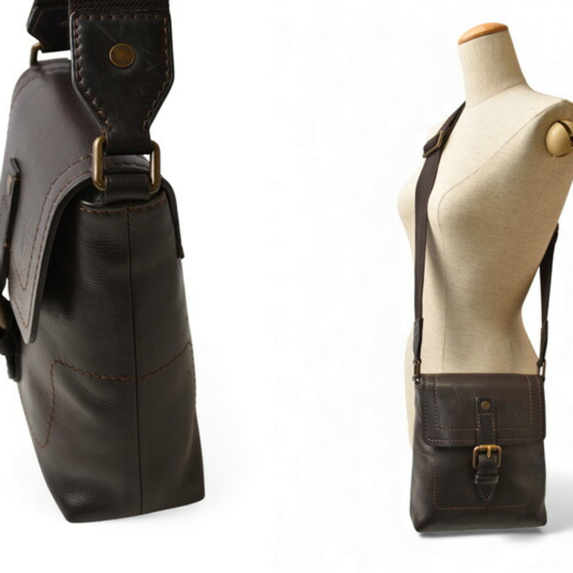 Louis Vuitton Coffee Leather Shoulder Bag