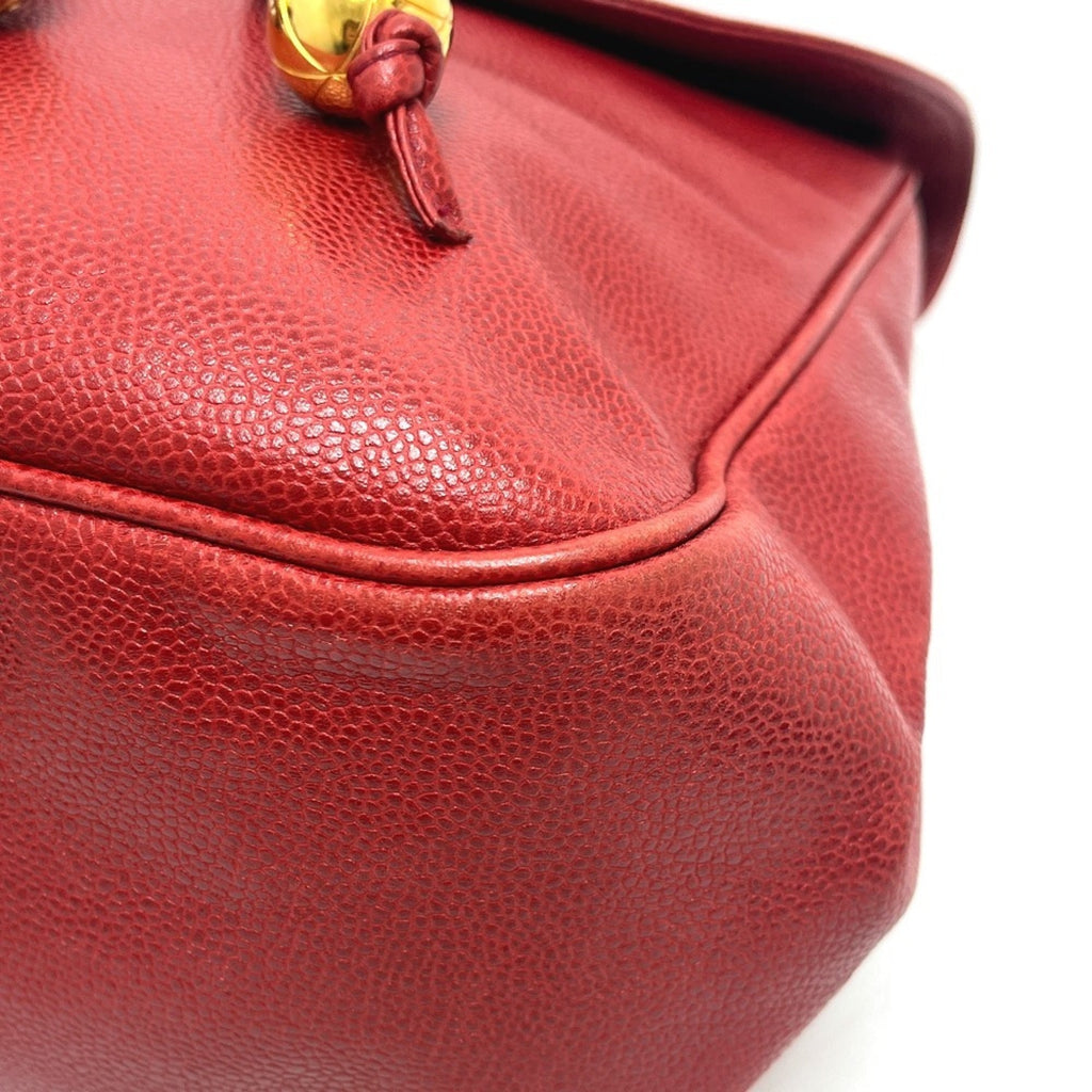 Chanel Red Color Grained Calfskin Backpack