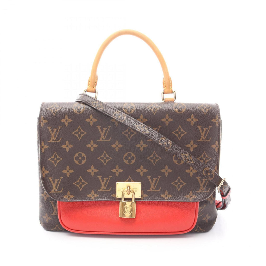 Louis Vuitton Brown Red Color Coated Canvas Leather Handbag
