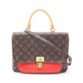 Louis Vuitton Brown Red Color Coated Canvas Leather Handbag