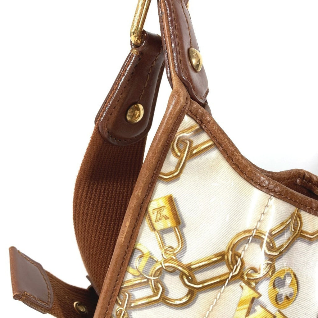 Louis Vuitton Brown White Vinyl Leather Shoulder Bag