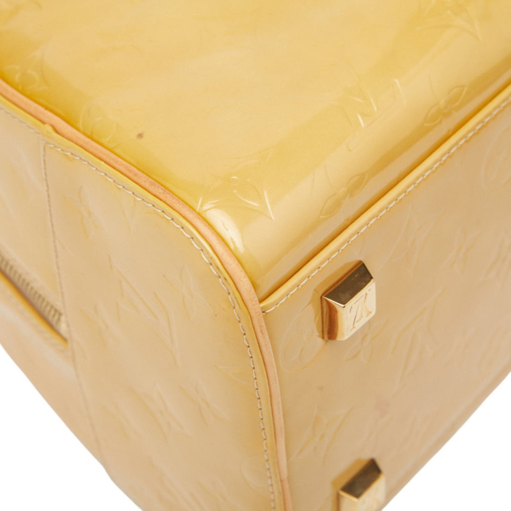 Louis Vuitton Beige Yellow Patent Leather Boston Bag Handbag
