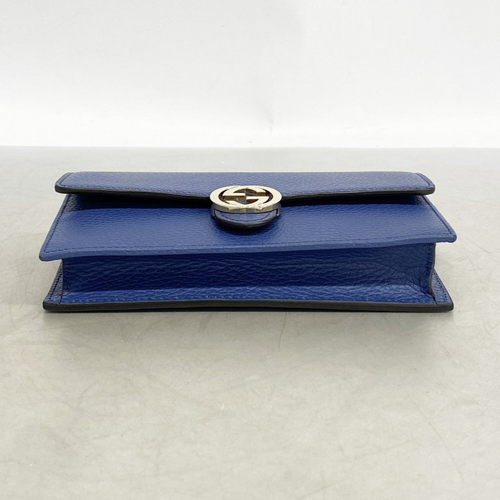 Gucci Blue Leather Chain/Shoulder Wallet (Pre-Owned)