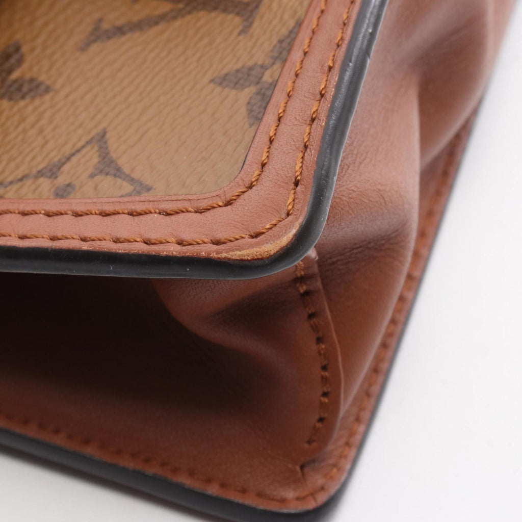Louis Vuitton Beige Brown Coated Canvas Pvc Monogram Reverse Leather Shoulder Bag