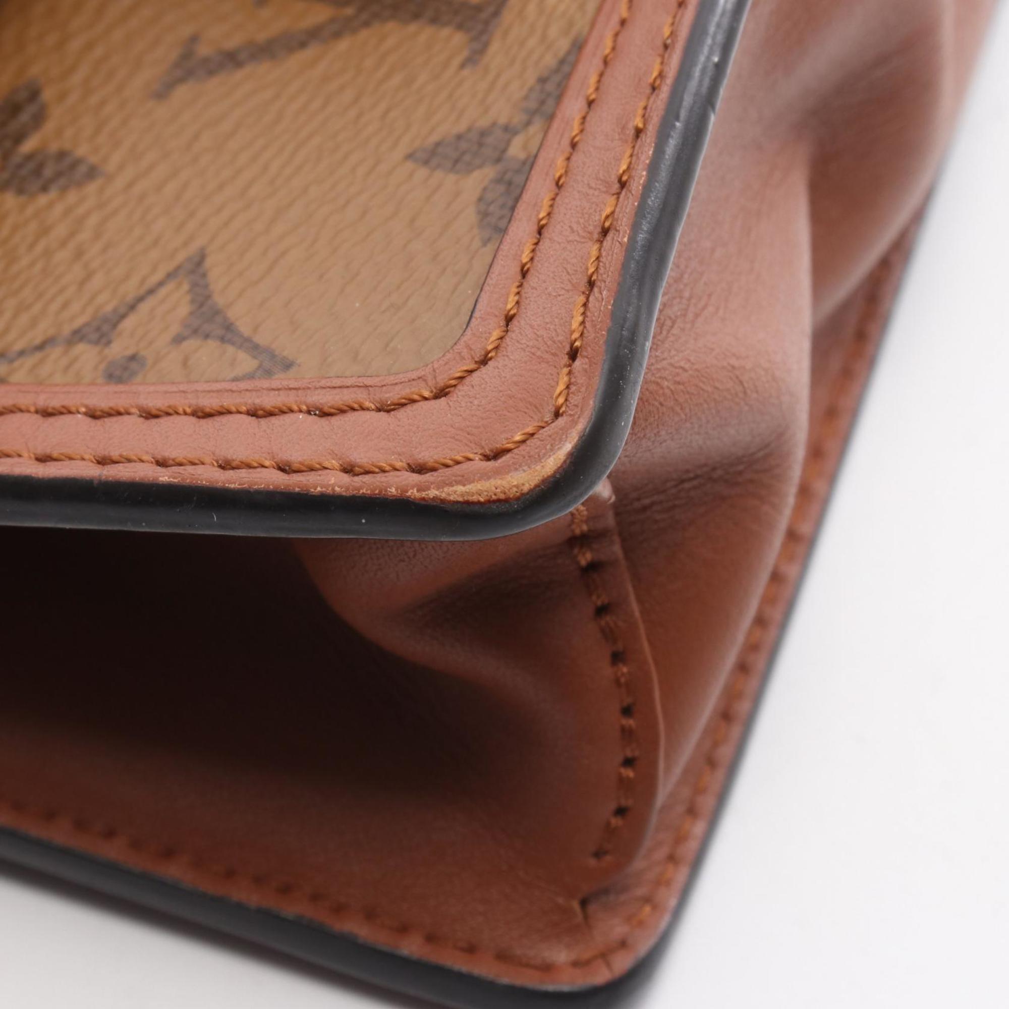 Louis Vuitton Beige Brown Coated Canvas Pvc Monogram Reverse Leather Shoulder Bag
