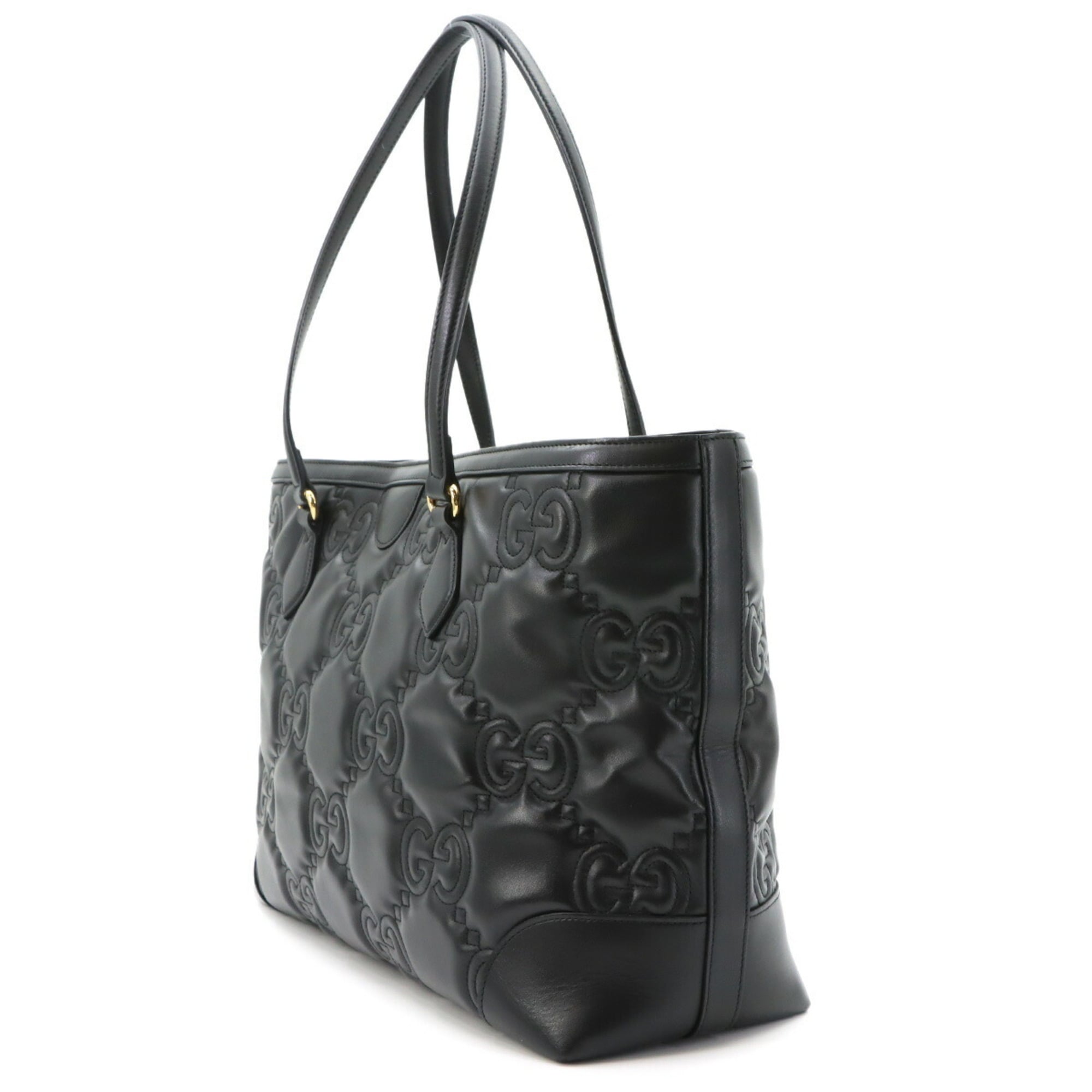 Gucci Black Leather Handbag Tote Bag (Pre-Owned)