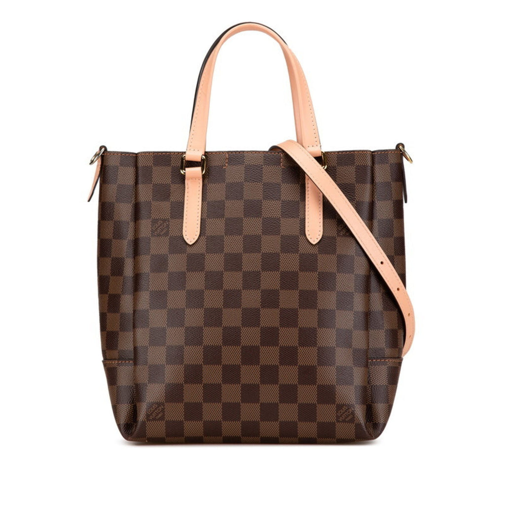 Louis Vuitton Brown Damier Canvas Pink Pvc Leather Shoulder Bag Tote Bag