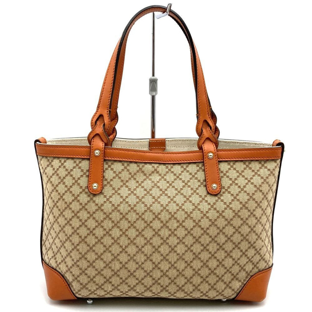 Gucci Brown Canvas Leather Tote Bag (Pre-Owned)