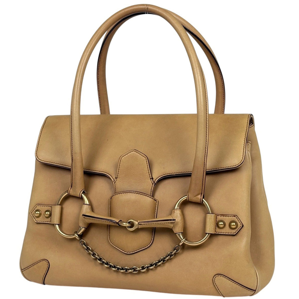 Gucci Beige Brown Leather Handbag (Pre-Owned)