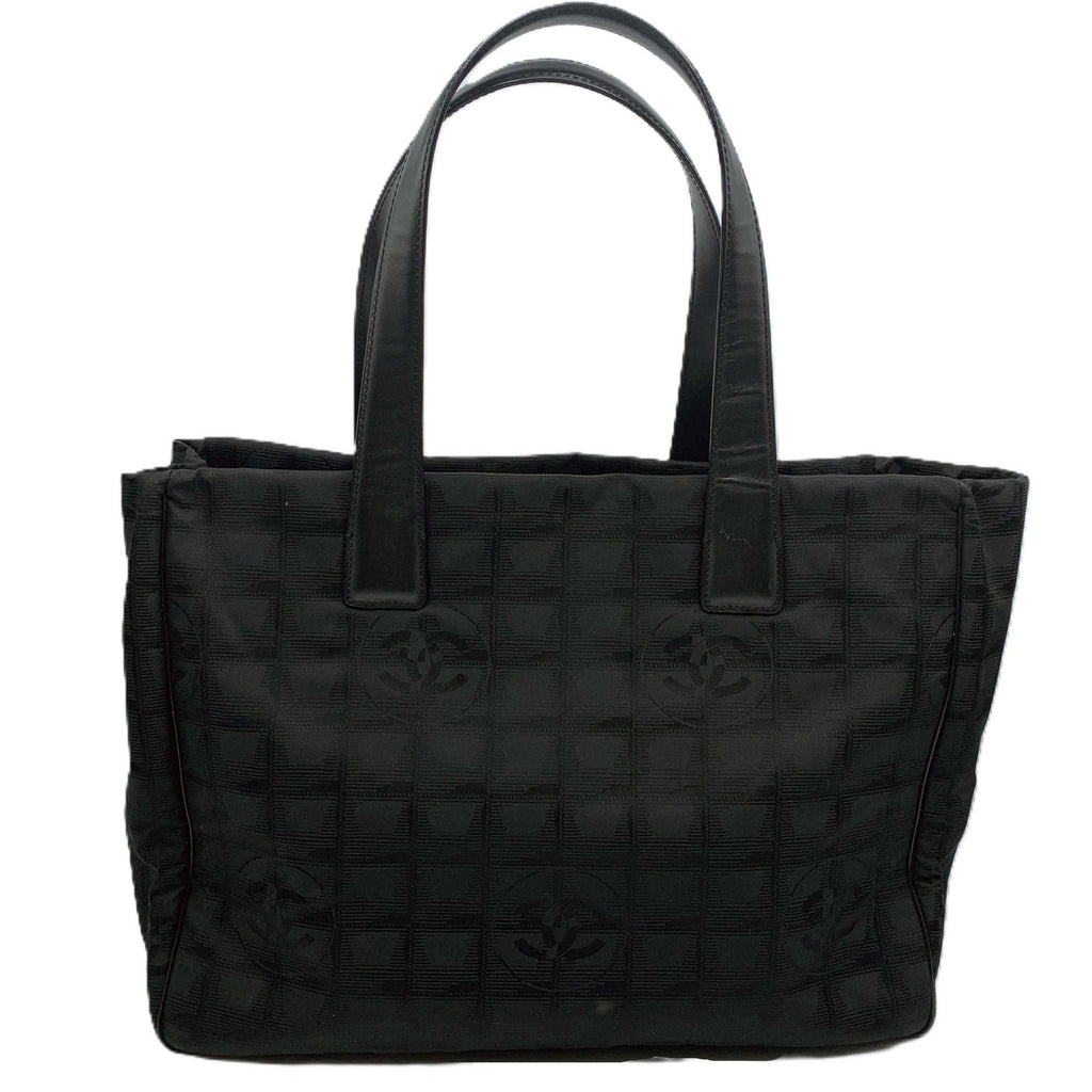 Chanel Black New Travel Line Leather Shoulder Bag Tote Bag