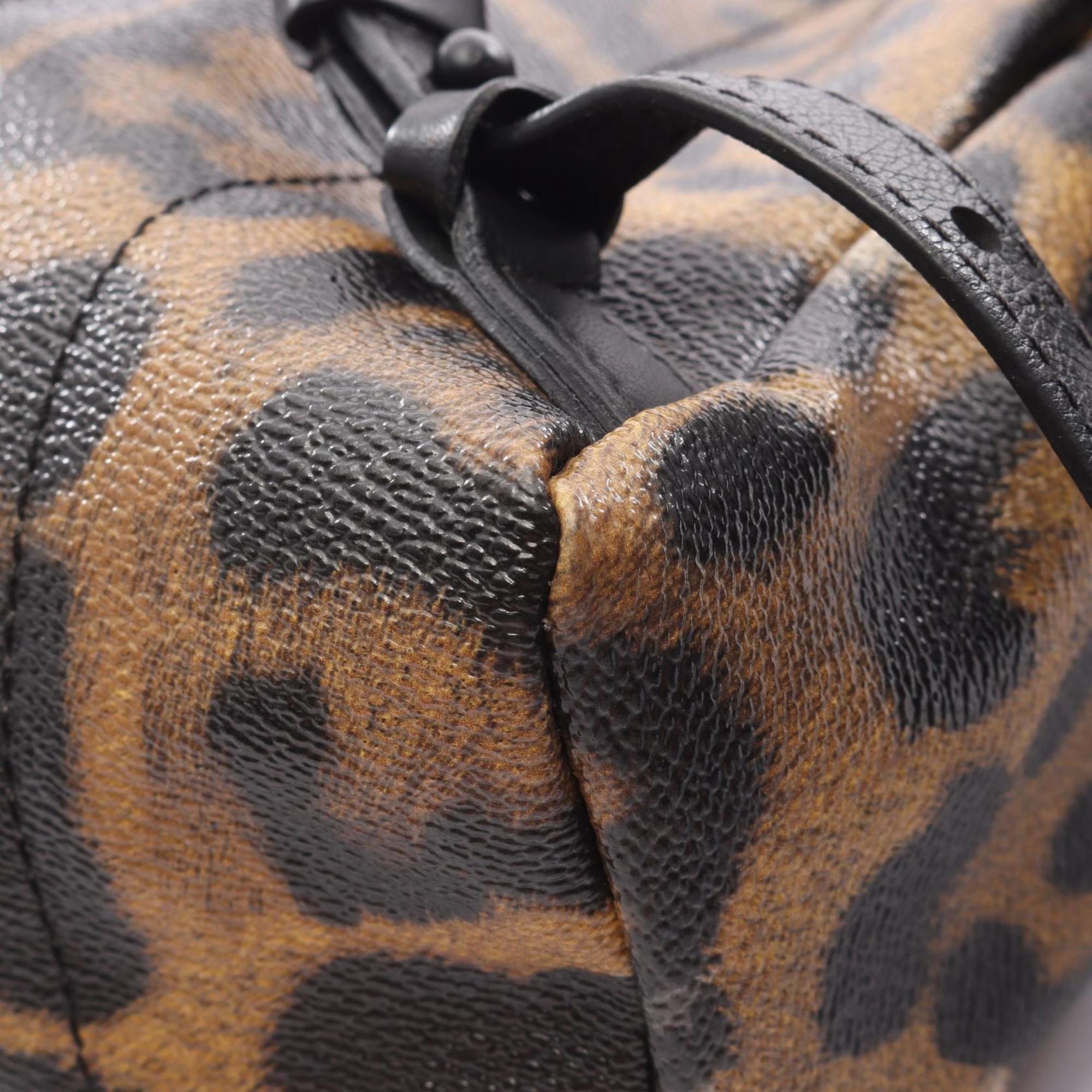 Louis Vuitton Black Brown Coated Canvas Leather Backpack