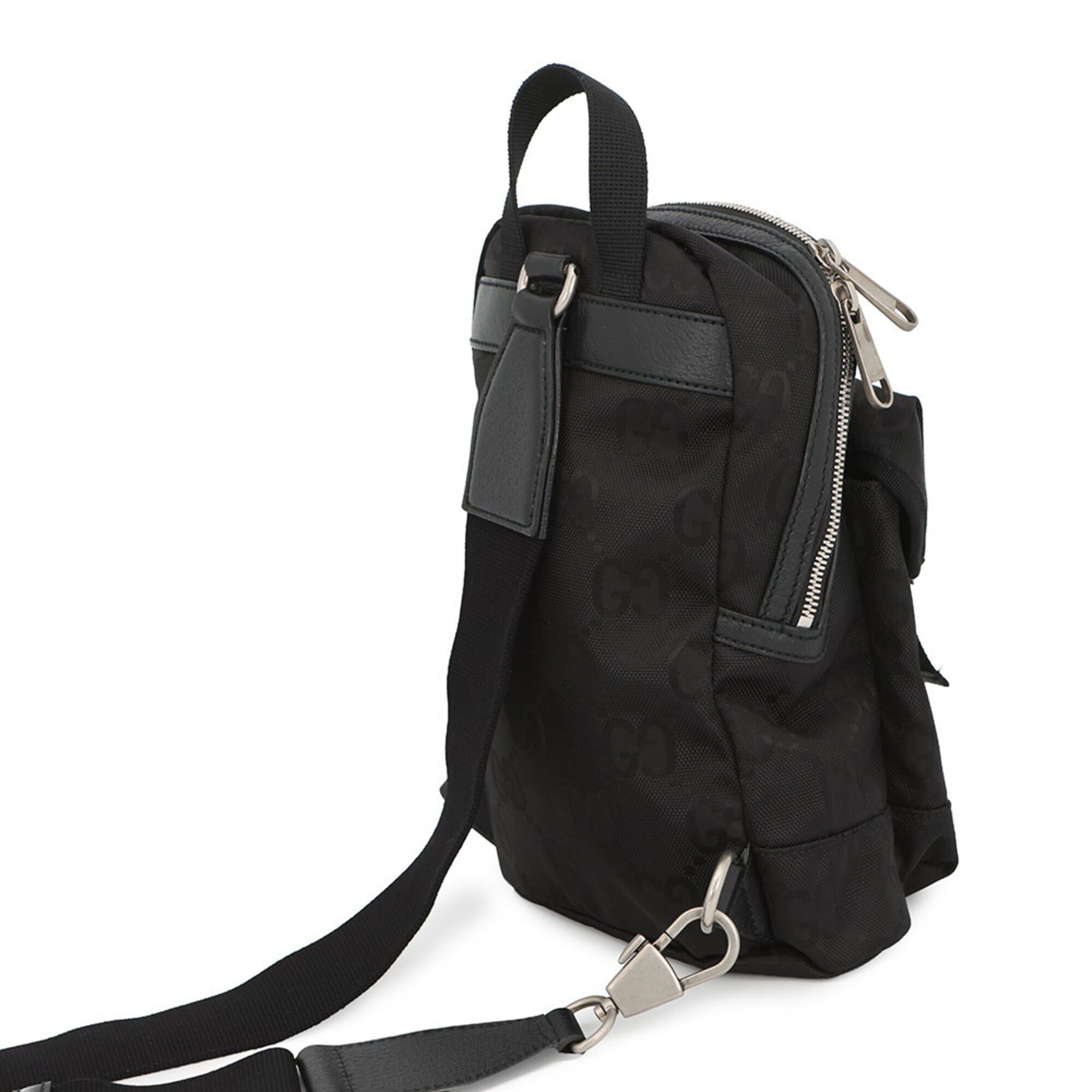 Gucci Black Nylon Leather Handbag Sling Bag (Pre-Owned)