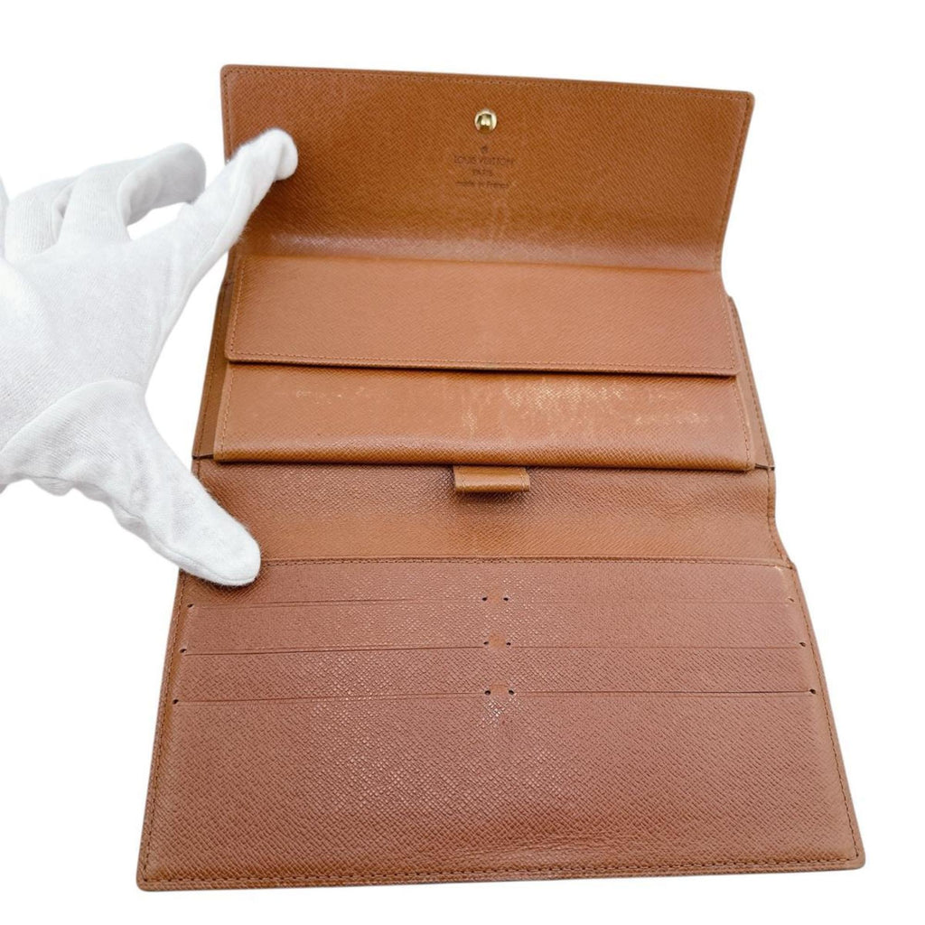Louis Vuitton Brown Monogram Long Wallet (Tri-Fold)