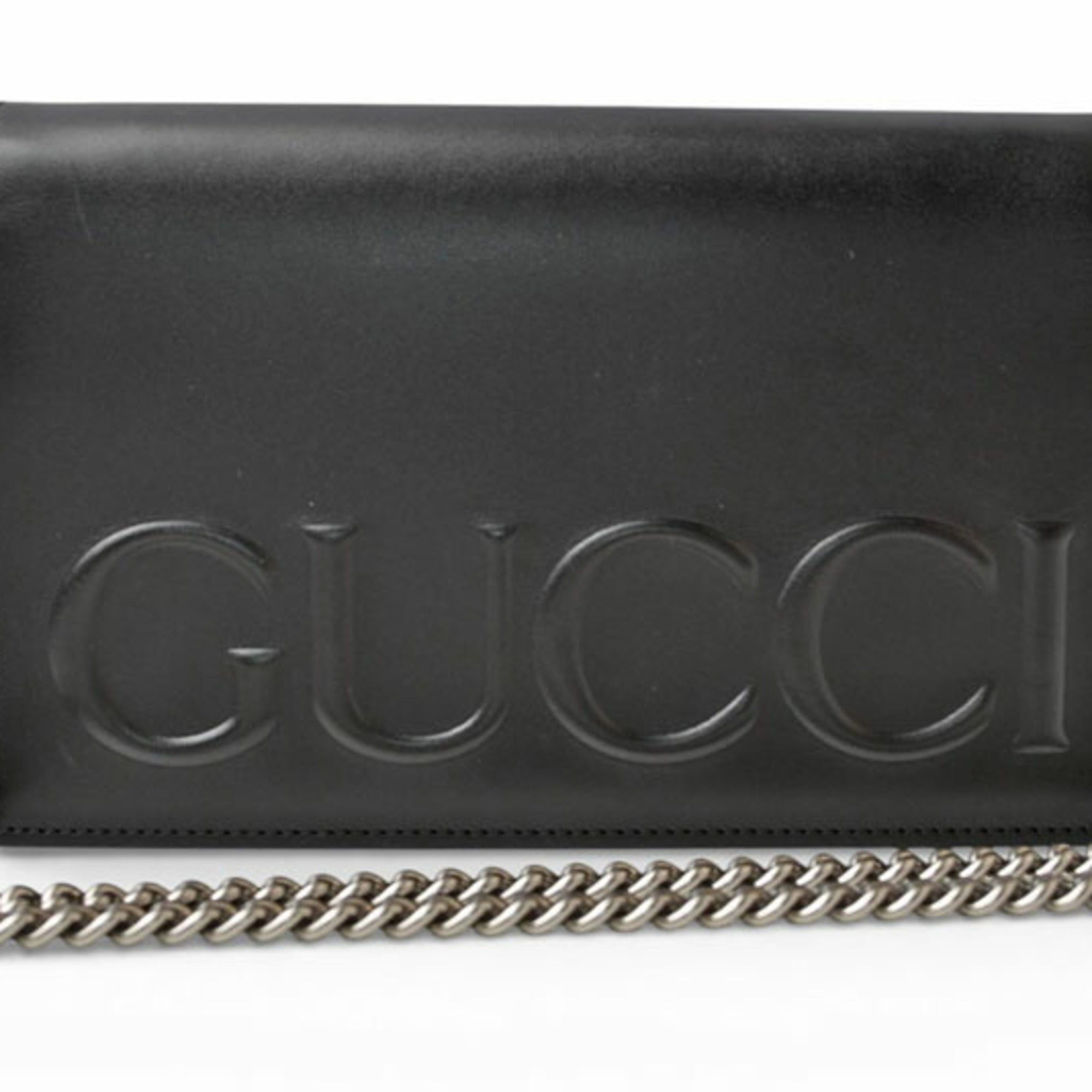 Gucci Black Leather Clutch Bag Shoulder Bag (Pre-Owned)
