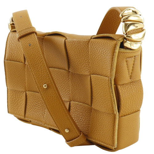 Bottega Veneta Brown Camel Leather Shoulder Bag