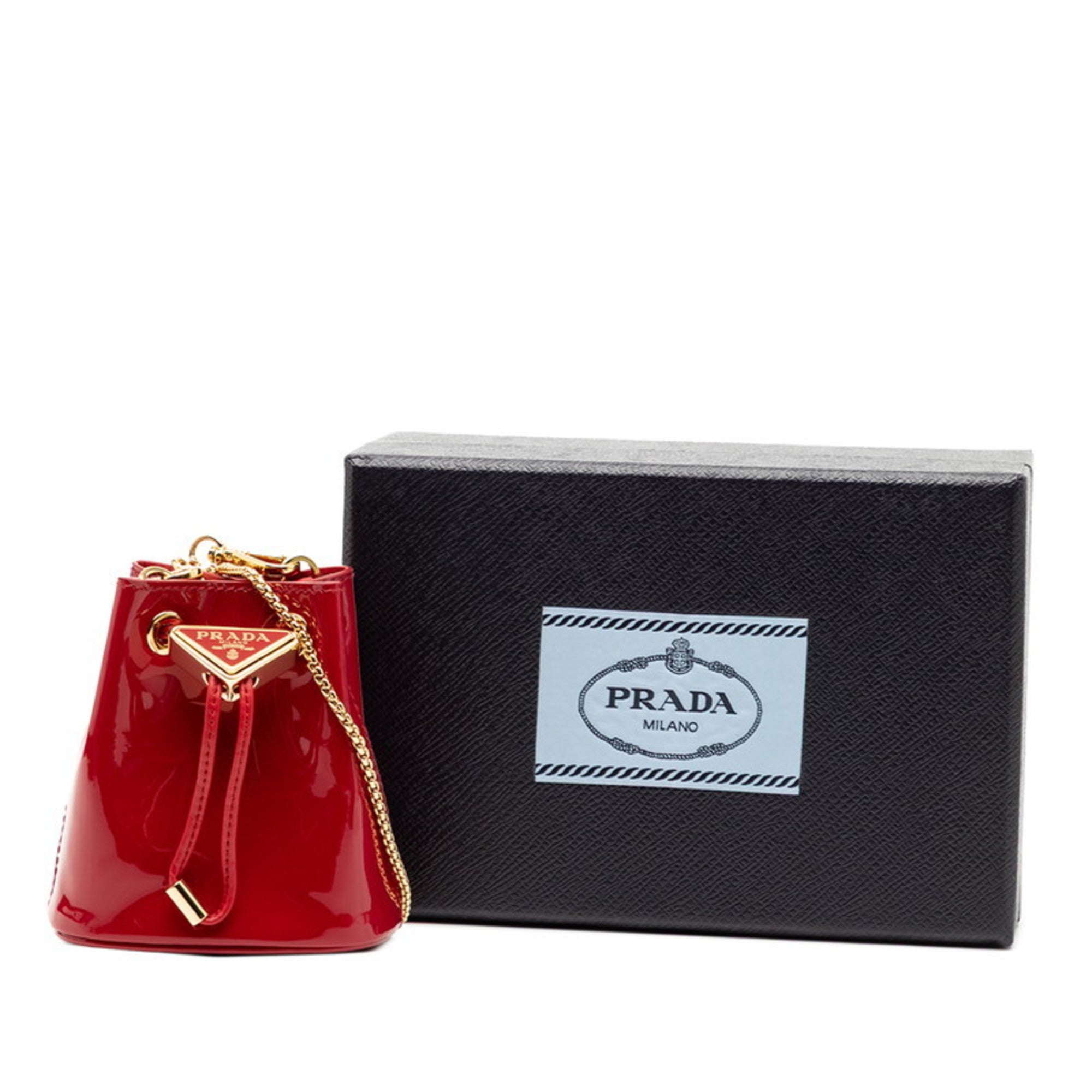 Prada Red Color Patent Leather Pouch Shoulder Bag