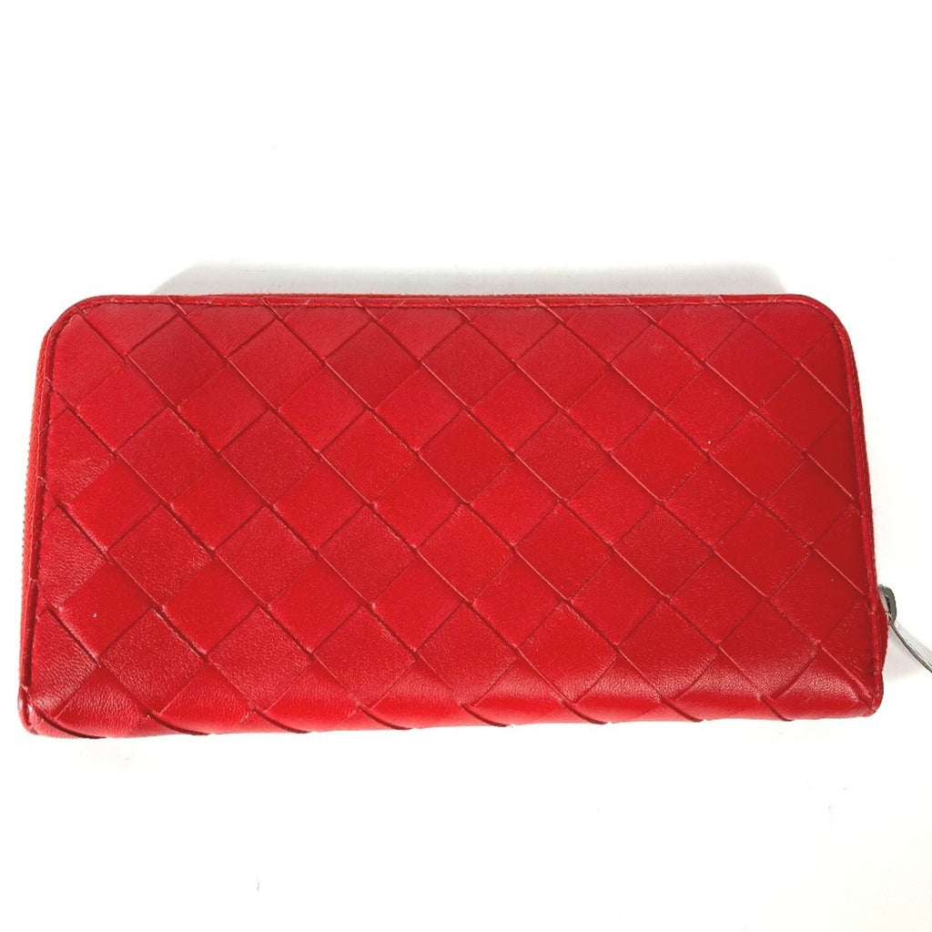 Bottega Veneta Red Color Intrecciato Long Wallet (Bi-Fold)