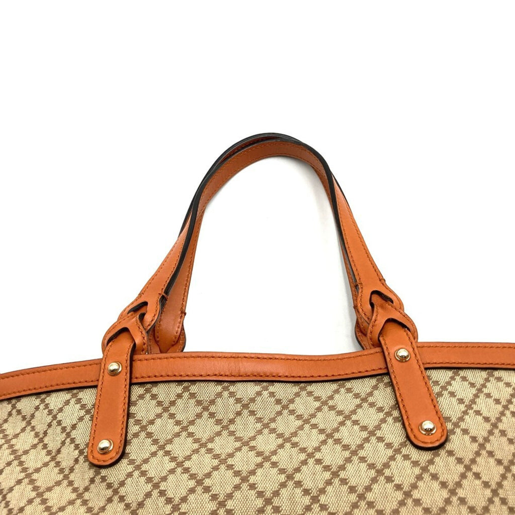 Gucci Brown Canvas Leather Tote Bag (Pre-Owned)