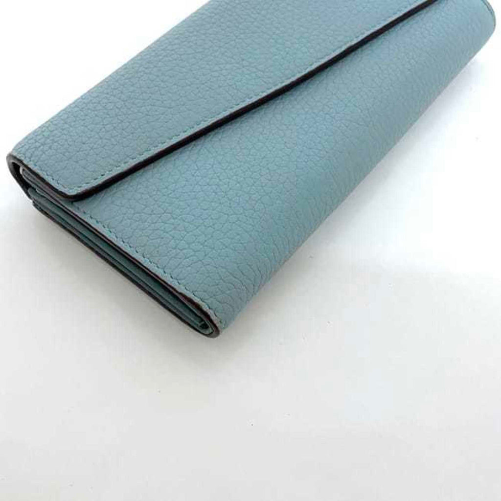 Christian Dior Light Blue Leather Long Wallet (Bi-Fold) (Pre-Owned)