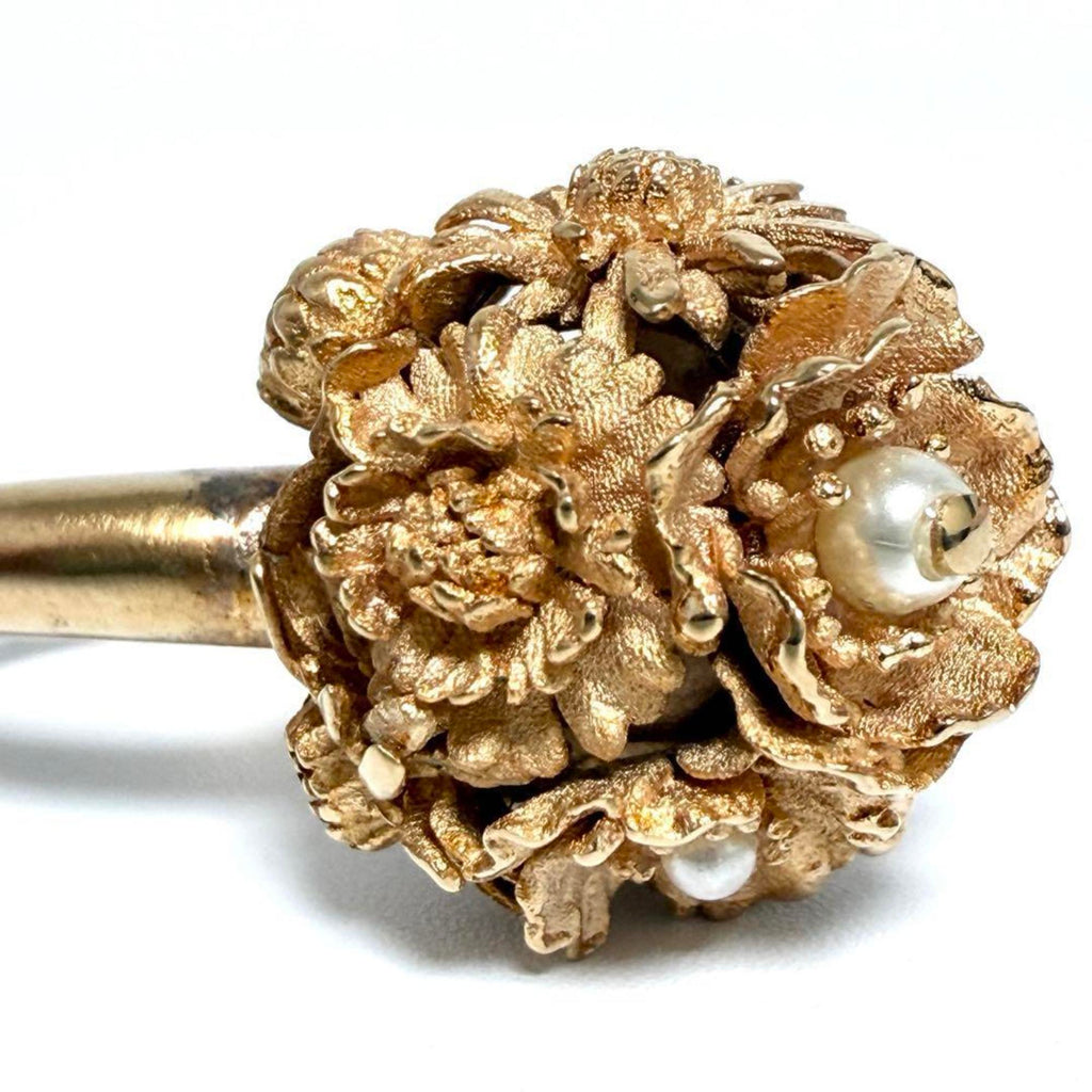 Christian Dior Pink Gold Artificial Pearl Metal Band Ring (Pre-Owned)